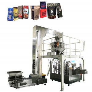 automatic coffee bean food rotary zipper pouch packaging machine