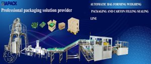 Automatic carton box forming filling and carton box packaging line