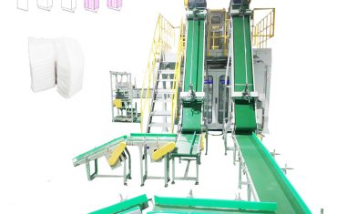 Secondary packaging production palletizing line(samll bag packing into big pp woven bag )
