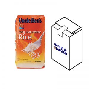 Flat bottom bag with top labeling for grain