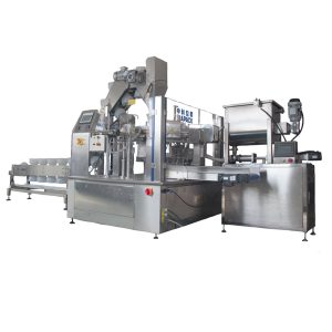 Automatic rotary bag taking opening filling sealing packaging machine for pickled vegetable